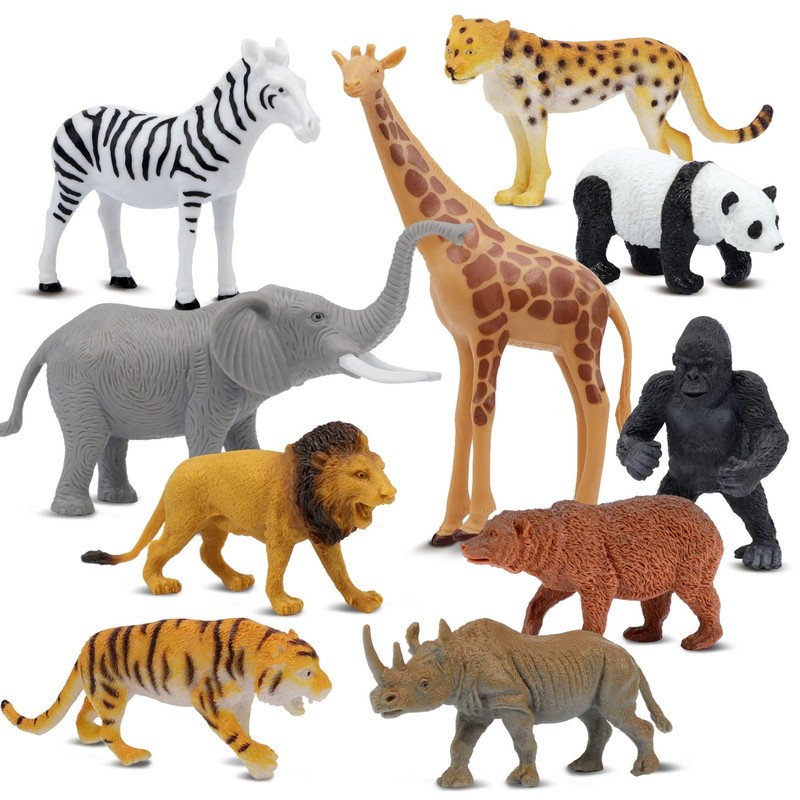 10 Piece Safari Animal Figurines Set Realistic Zoo Wildlife Toys for Kids