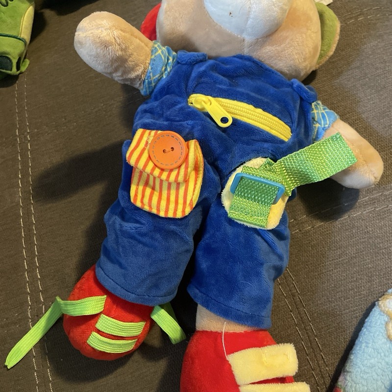 Bear Plush Stuffed Toy with Zipper, Button, Straps, Multicolor Dress-Up Features gallery