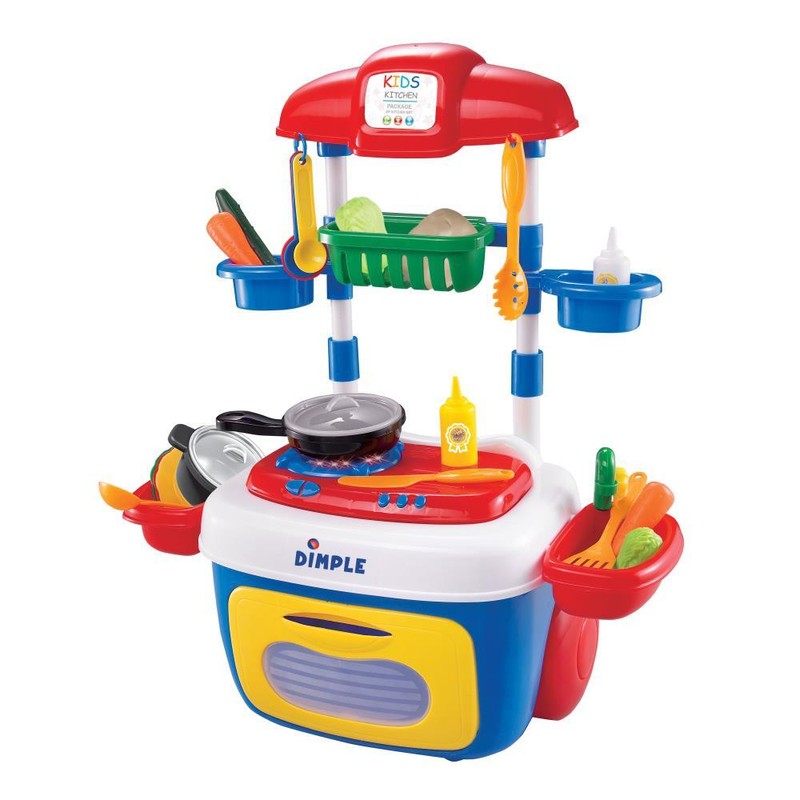 Dimple On The Go Carrier Toy Kitchen Set (30-Pieces) w/ Lights & Sounds for Kids gallery
