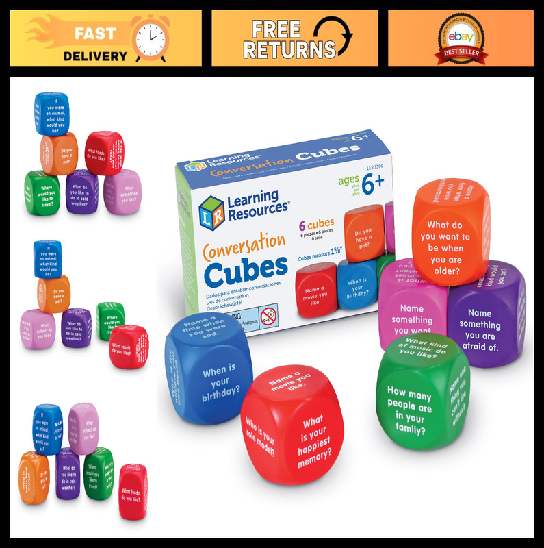 Foam Conversation Cubes for Kids 6+, Social Emotional Learning, Speech Therapy,