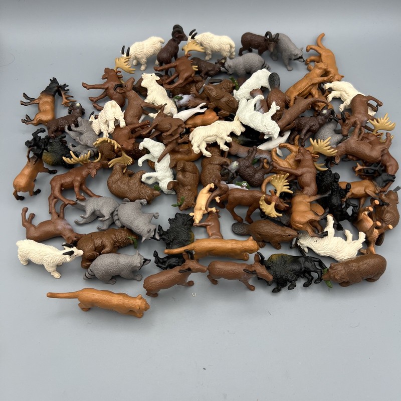 80 Plastic Animals Zoo, Farm, Woodland Wildlife Most 1.5”x 3”