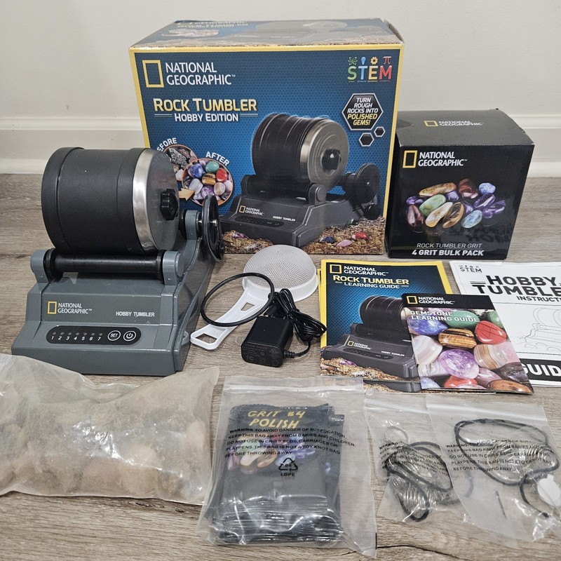 National Geographic Rock Tumbler SET – Tumbler & 3+ lb of Grit