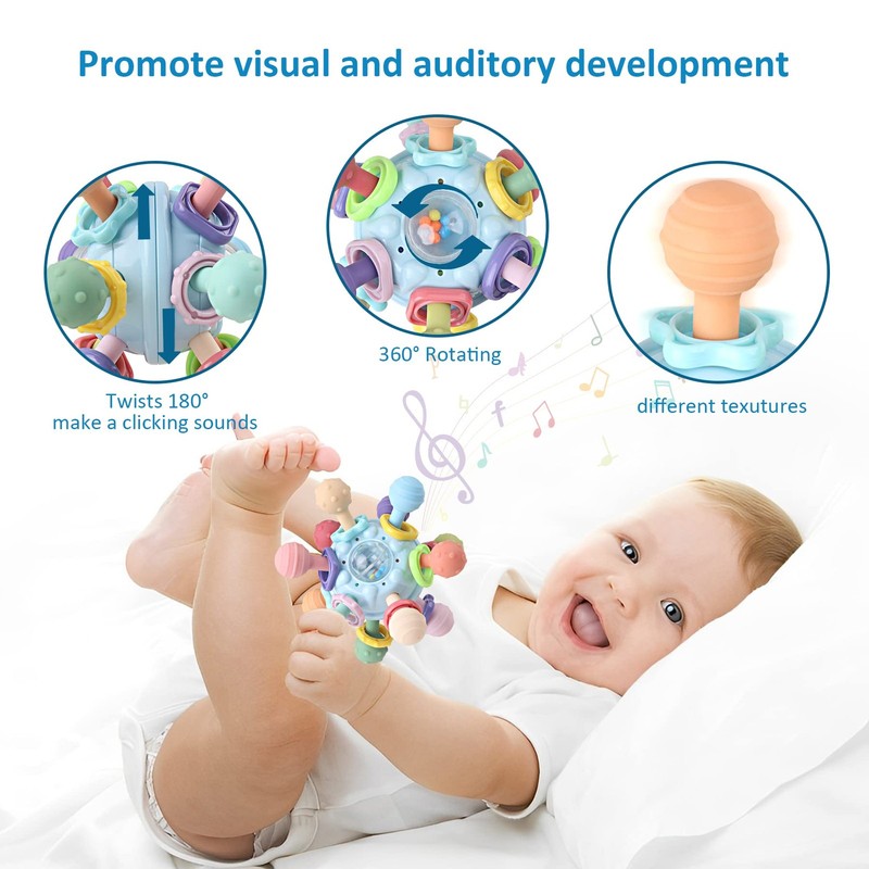Baby Sensory Teething Toys - Teether & Rattle - Gifts for Infant Blue gallery