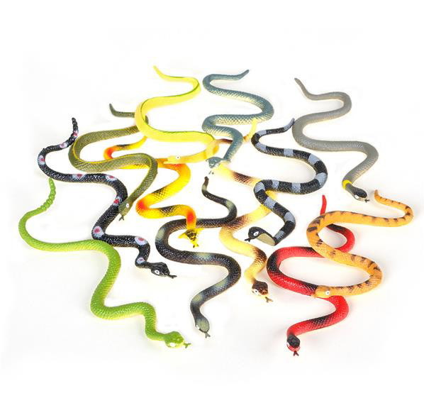 36 RAIN FOREST RUBBER SNAKES 6″ REALISTIC FAKE SNAKE HISSING TONGUE, GAG GIFT
