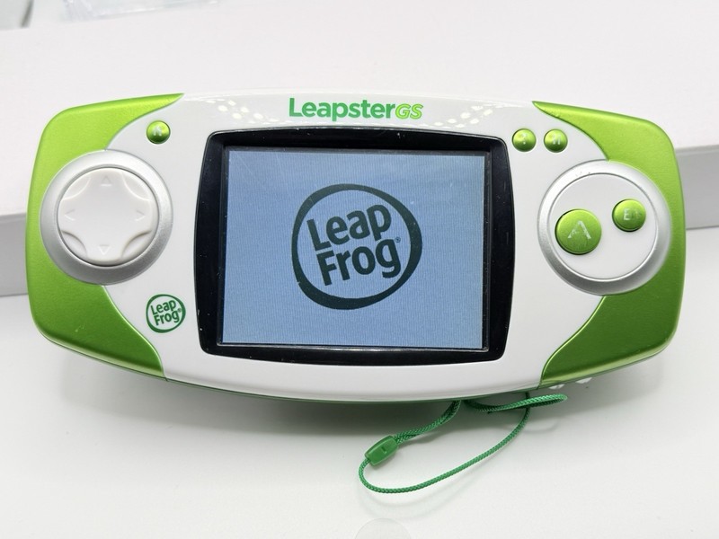 LEAPFROG LEAPSTER GS Green Game Console w/3 Games & Carry Case, Tested & Working