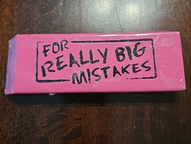 Jumbo Big “For Really Big Mistakes” Wedge Pink Eraser Xtra Large Pencil Eraser