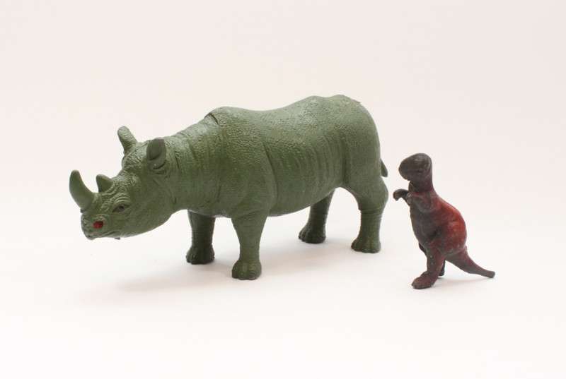 Zoo Wild Safari Animal Rhino Plastic Vinyl Vintage 80’s Plus Bonus Mini Dino