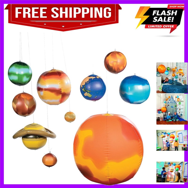 Inflatable Solar System Model Kit – 10 Piece Educational Space Toys Set with …