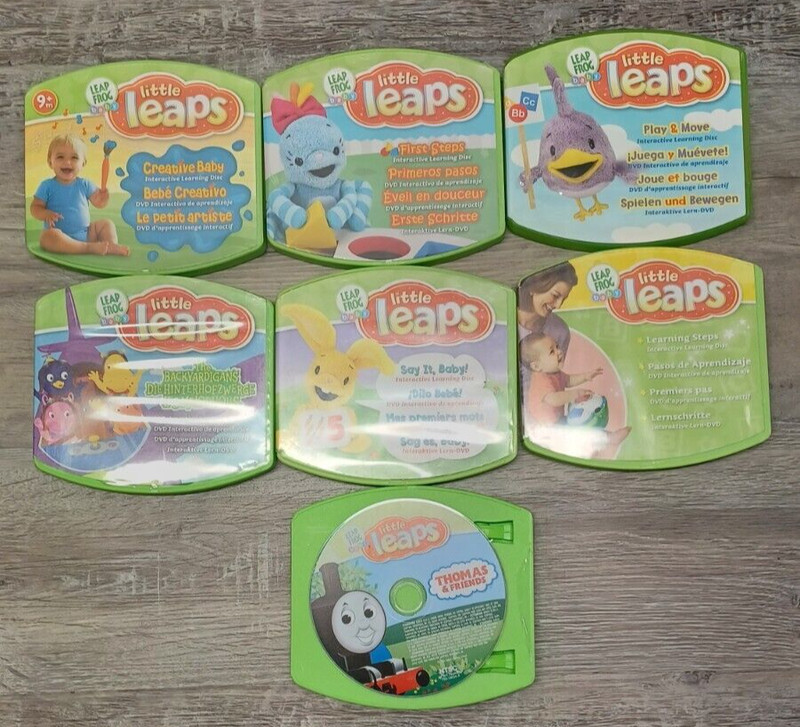 Vintage Lot Of 7 LEAP FROG BABY LITTLE LEAPS INTERACTIVE LEARNING DVDs