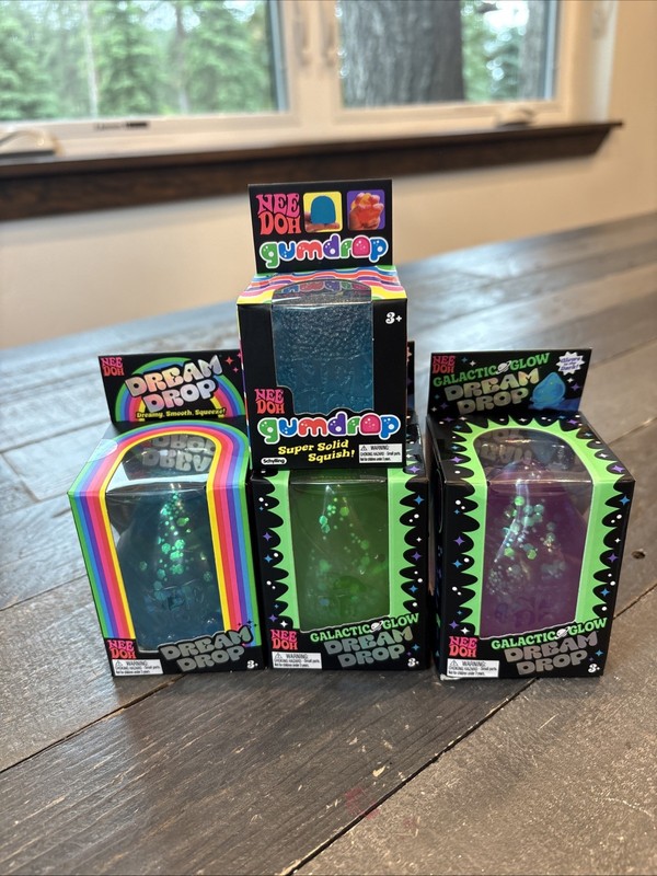 NeeDoh Dream Drop/Gum Drop Toy Lot of 4 Blue, Pink & Green Viral TikTok Galactic