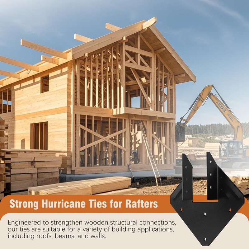50 Pack Hurricane Ties 14 Gauge 2mm Galvanized Joist Hangers Roof Truss Black gallery