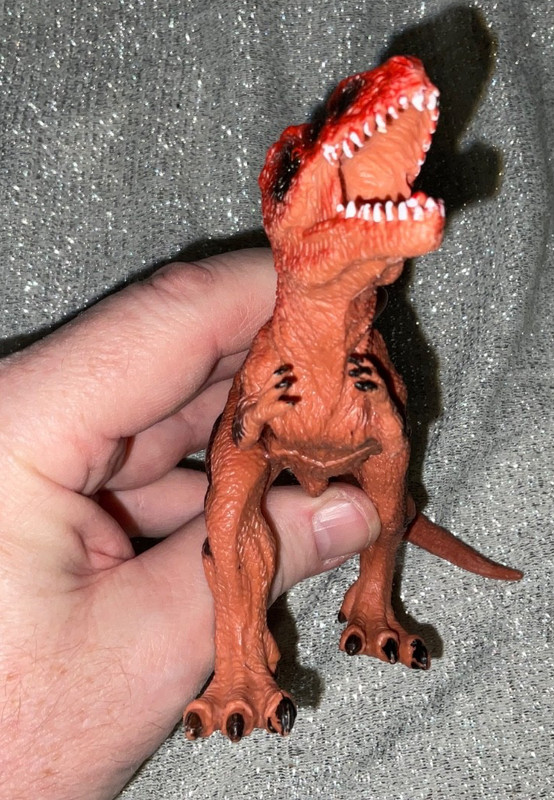 Yellow Blue Orange T-Rex Large Dinosaur ROARS 6.5" x 11" SOUNDS Toy Lot of 2 gallery