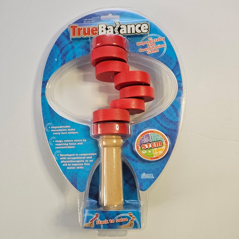 True Balance Handheld Wooden Toy Game by Excite STEM Coordination Red SEALED