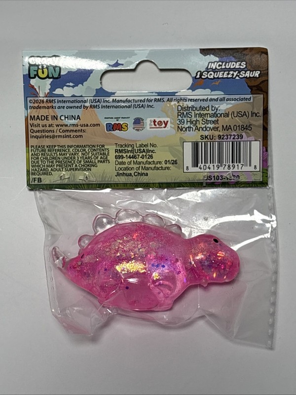 RMS Squeezy-Saurs Mini Squishy Stegosaurus Dino Pink Glitter Fidget Toy 💖 gallery