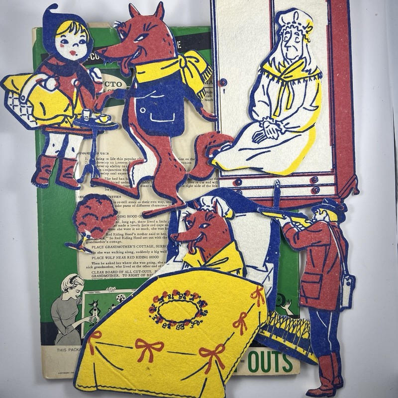 1961 Red Riding Hood Instructo Felt Flannelboard Cut Outs Vintage