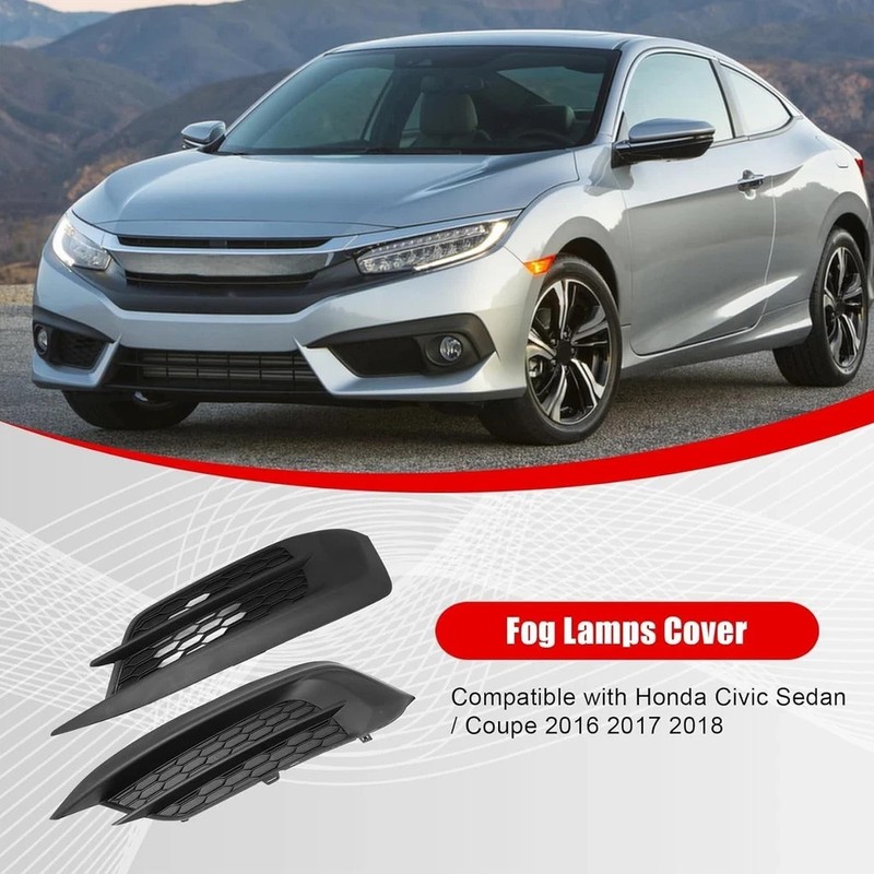 2PCS Front Bumper Fog Light Cover Assembly Compatible with Honda Civic Sedan/Cou gallery