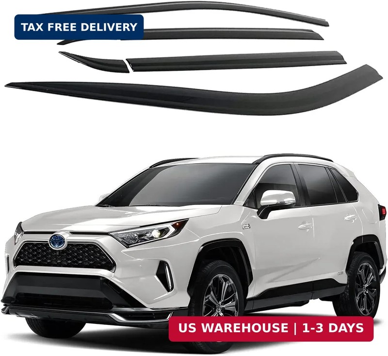 AUTOCLOVER Tape-On Rain Guards Window Visors 6 Pcs Set for Toyota Rav4 2019 2020