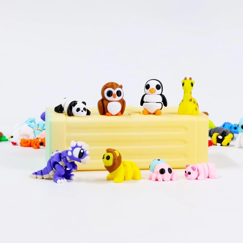 42PC 3D Printed Mini Animals with Box, Small 3D Printed Animal Figurines with St gallery
