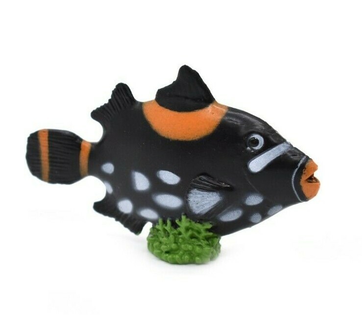 Toy Clown Triggerfish, Tropical, Rubber Fish Design, Realistic Model F1789B145