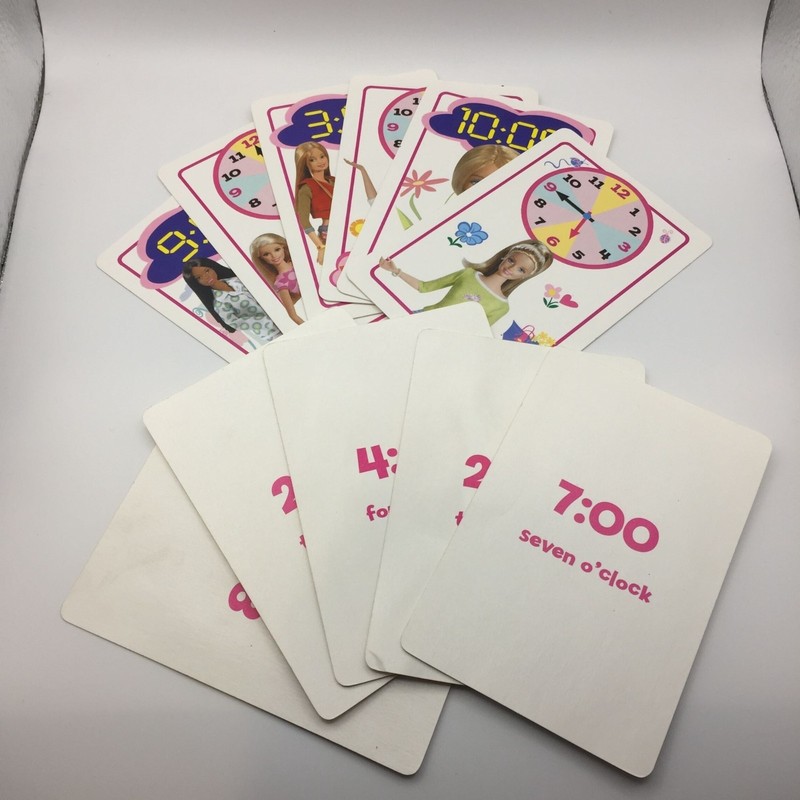 Mattel Barbie Telling Time Learning Game Cards Digital Analog Clocks Educational gallery