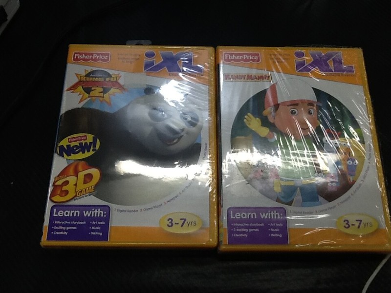 Fisher Price iXL Learning System Lot of 2 Game Handy Manny & Kung Fu Panda 2