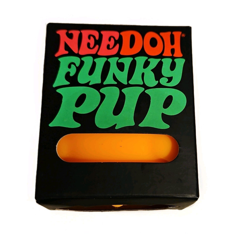 Schylling NeeDoh Funky Pup Tactile Squeeze Toy, Orange, Ages 3 and up