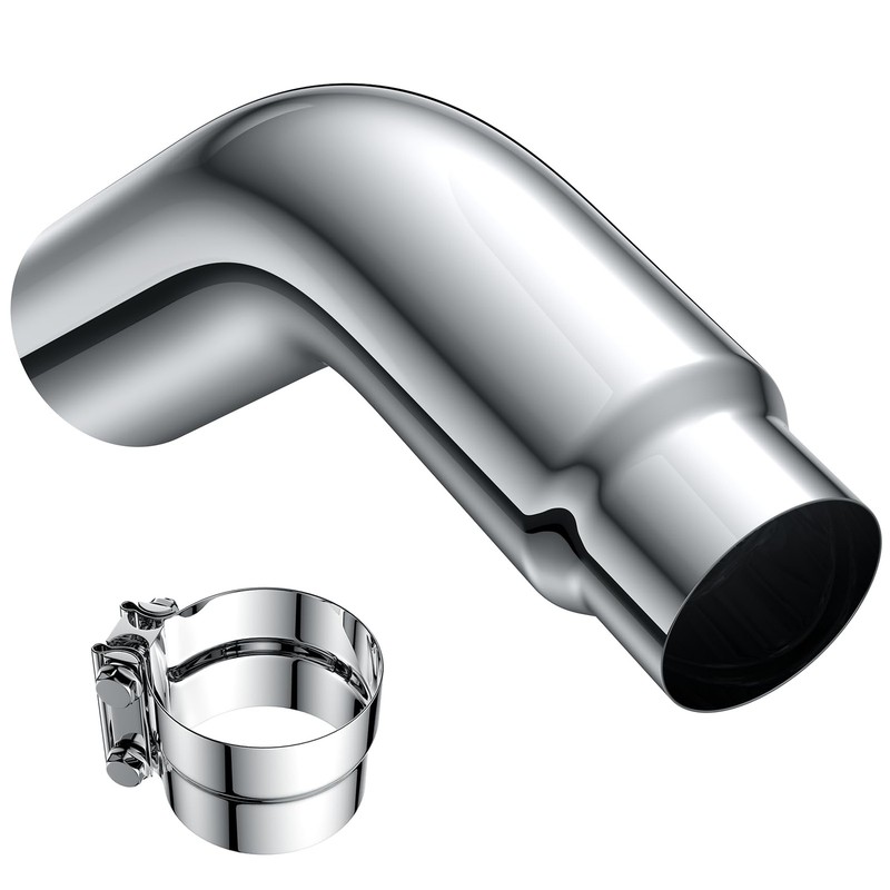 5'' ID Diesel Exhaust Elbow 5'' Inlet 6'' Outlet Chrome Turndown Tip gallery