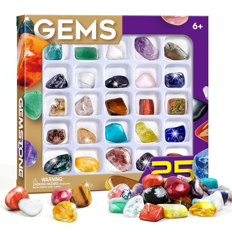 Byncceh Rock Collection for Kids – 25 Unique Gemstones & Crystals – Educational