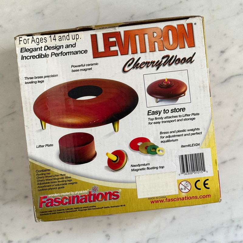 Levitron Cherry Wood Anti-Gravity Top by Fascinations - Complete, Box & Extras gallery