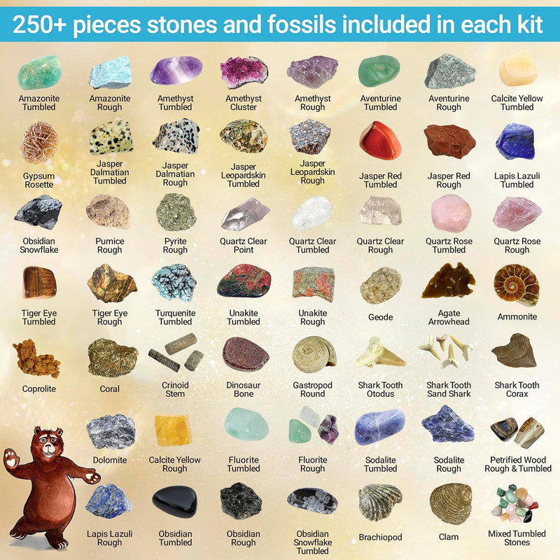 Rock, Mineral & Geodes Treasure Hunt Activity Kit (250 Pc Set) Real Shark Teeth gallery