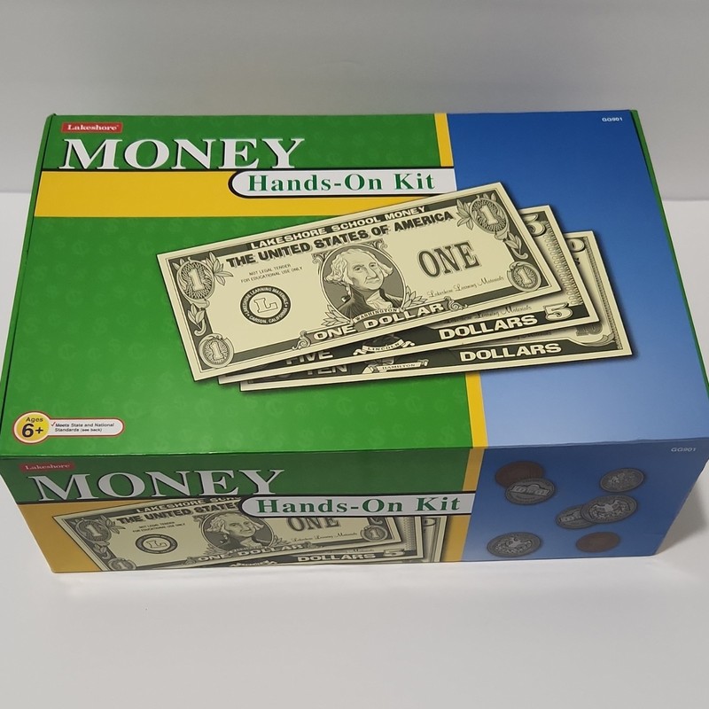 Lakeshore Money Hands-On Kit Play Money Math Set Ages 6+, Multicolor, GG901