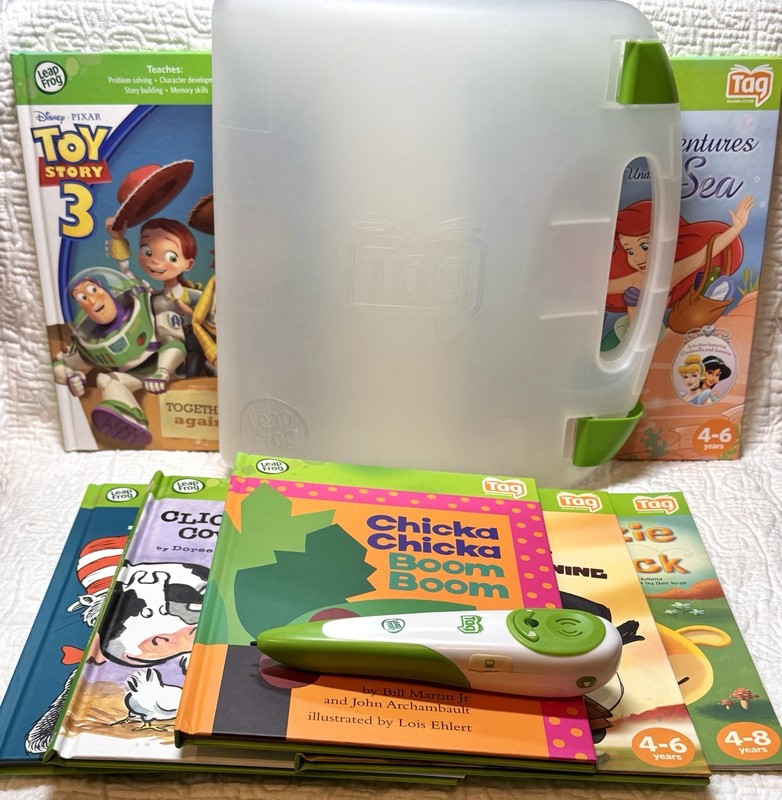 Leap Frog Reader Tag – Leap Frog Book Lot – Leap Frog Tag Books Plastic Case GUC
