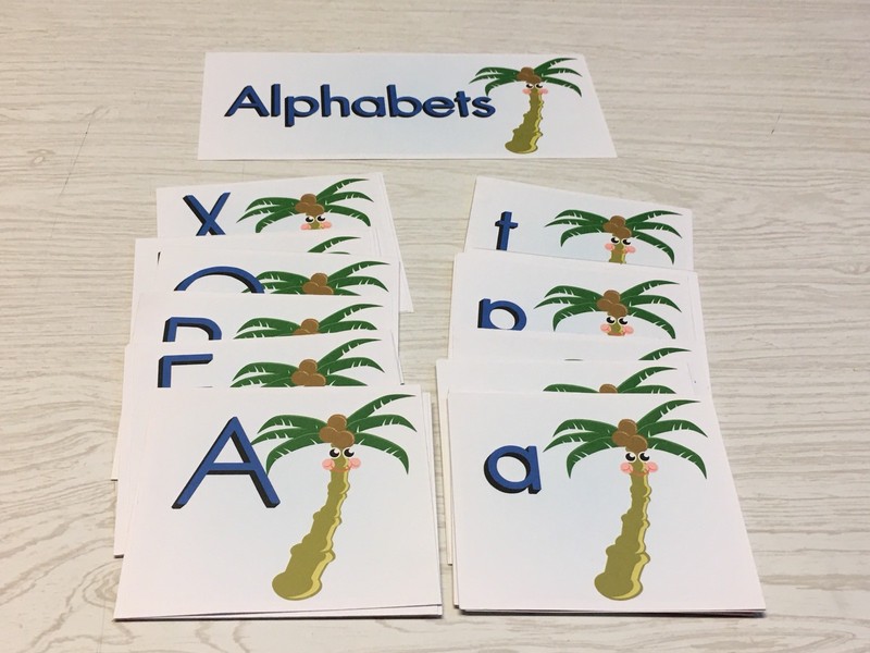 Chicka Chicka Boom – Coconut Tree Themed Alphabet Cards – 53 Laminated Cards
