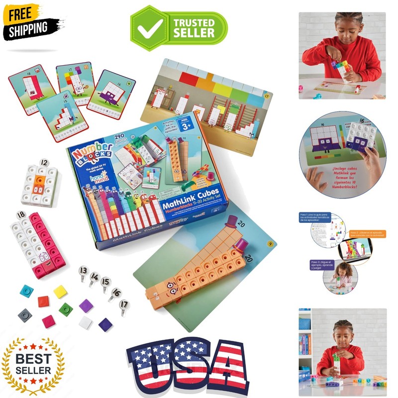 MathLink Cubes Numberblocks 11-20 Activity Set, 30 Preschool Learning Activit…