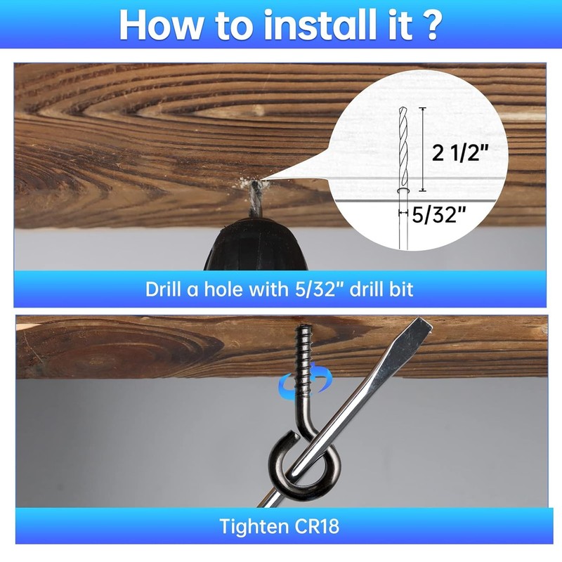 Heavy Duty Eye Hook M6 10 Pack Black Stainless Screw 3.3 gallery