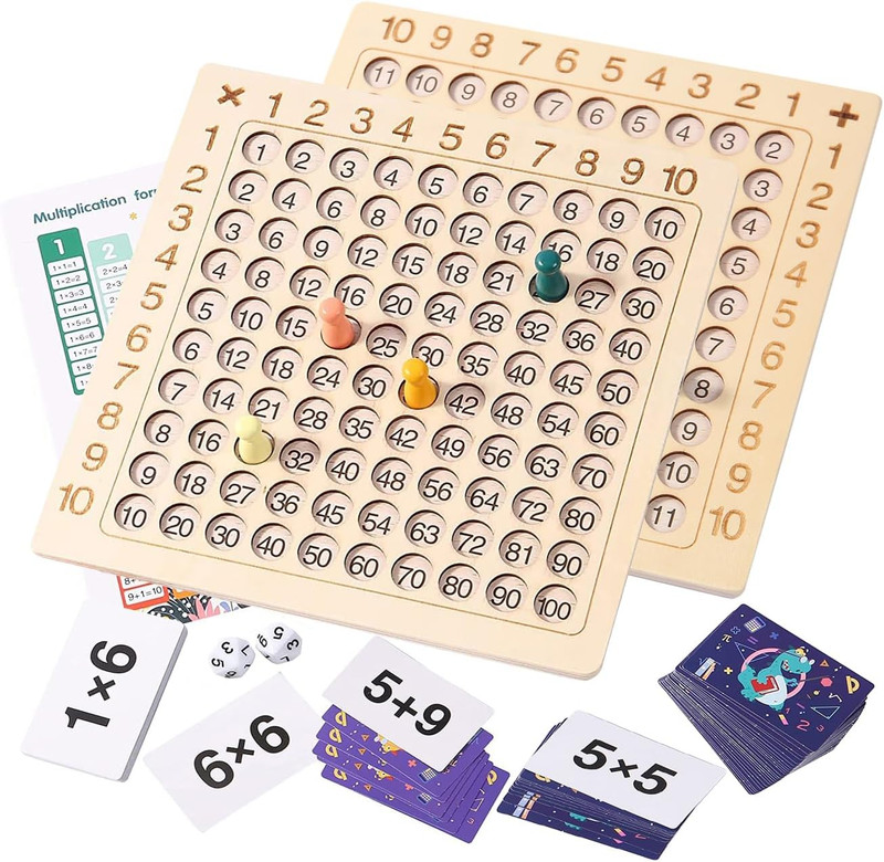 2 in 1 Wooden Math Board Game Multiplication Addition Montessori Kids Toy gallery