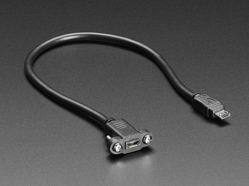 [ Adafruit ] Panel Mount Extension USB Cable – Micro B Male to Micro B Female