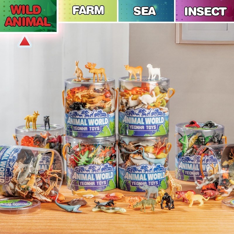 60 Piece Mini Zoo Animal Toy with Gift Box Realistic Small Plastic Animal Figur gallery