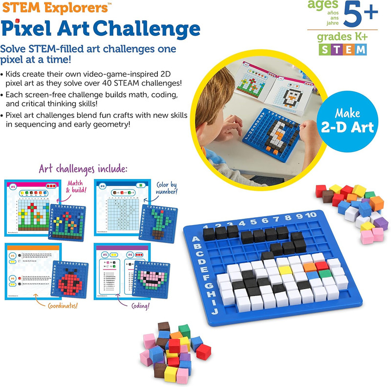 STEM Explorers Pixel Art Challenge - Math Puzzles, Pattern Blocks, Creativity... gallery