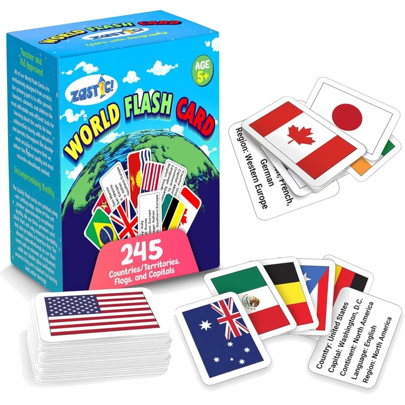 World Flags Flashcards – 245 Durable Cards for Engaging Geography Learning