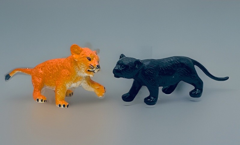 VTG Rubber Hard Plastic TIGER PANTHER CUB Toy Figure Zoo Wild Animal Safari LOT