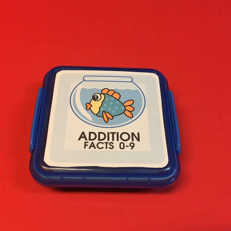 FISH BOWL – Addition Facts 0-9 Matching Game 48 Cards with Storage box