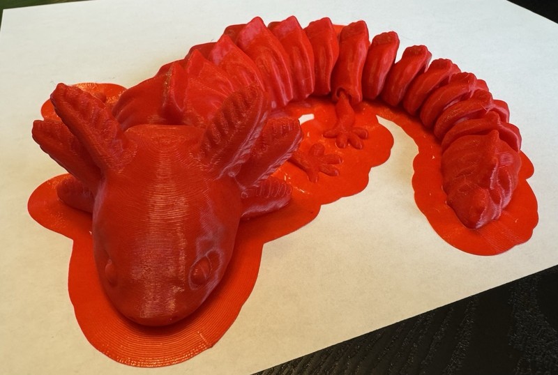 3D Printed Articulated Axolotl, Red, PLA