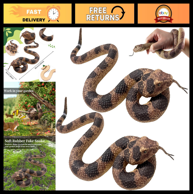 Realistic Rubber Snake Toy – Scare Birds & Squirrels Away, Garden Decor, Party F