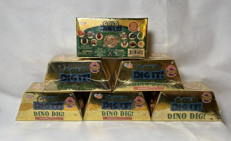 6 (six) Gold Dig It -Dino Dig Grin Studios-Lot Of 6- 1 in 24 Contains Real Gold! gallery