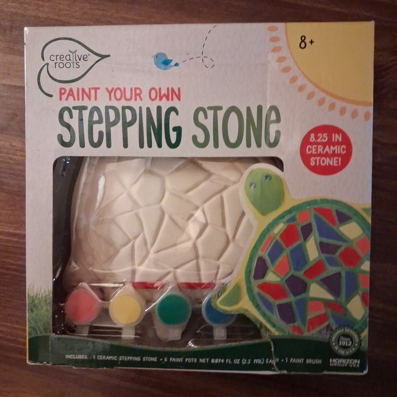 Ready-to-Paint Turtle Stepping Stone for Kids – Complete Art Kit with 6 Paints