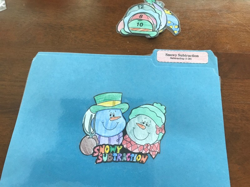 Snowy Subtraction! 1-20 1st grade math file folder game teacher