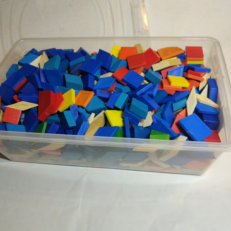 600+ Pc Geometric Shapes Flat Educational Building Wood & Plastic Pattern Blocks