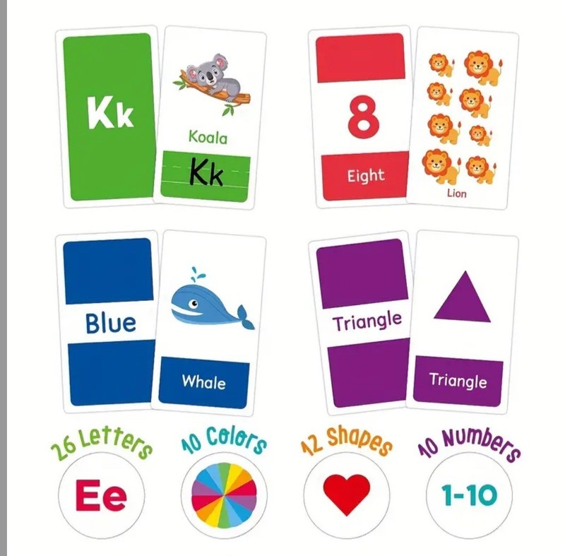 Early Education Flash Cards Toddler Learn English Shapes Numbers Letters Ani NIB gallery