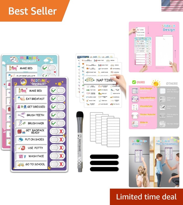Interactive 2-in-1 Morning & Bedtime Routine Chart for Kids – Magnetic Design